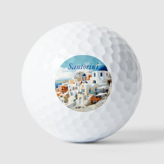 Watercolor Santorini Oia  Golfball (Vorderseite)