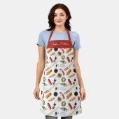 Watercolor Sashimi Pattern White Red Schürze (Getragen)