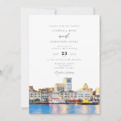 Watercolor Savannah Georgia Skyline Paint Wedding Einladung (Vorderseite)