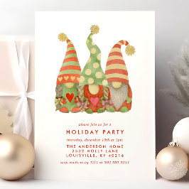 Watercolor Scandinavian Gnomes Holiday Party Feiertagskarte