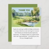 Watercolor Scenic Golf Theme 80th Birthday Flat Dankeskarte (Vorne/Hinten)