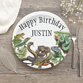 Watercolor Schlange Birthday Reptile Pappteller