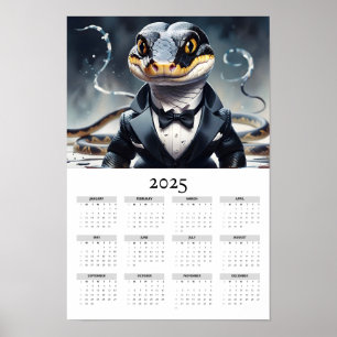 Watercolor Schlange Wearing Tuxedo 2025 Wall Calen Poster