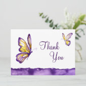 Watercolor-Schmetterling danken Ihnen kardiert Dankeskarte (Stehend Vorderseite)