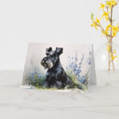 Watercolor Schnauzer Karte (Gelbe Blume)