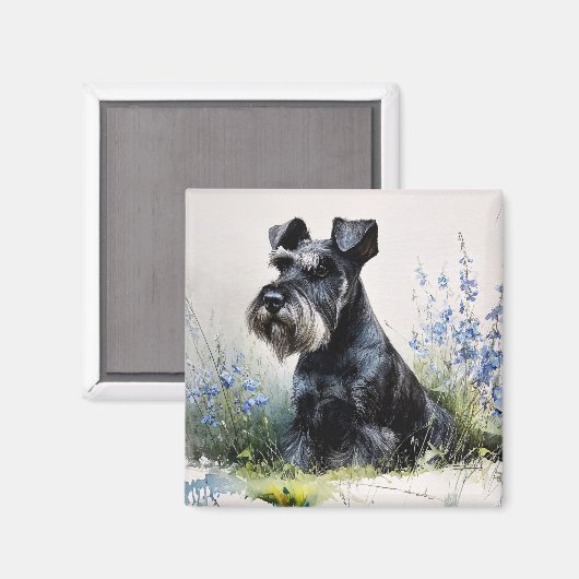 Watercolor Schnauzer Magnet (Vorderseite/Rückseite)