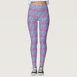 Watercolor-Schneeflocke Blau Lila Winter Leggings