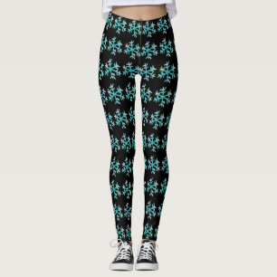 Watercolor-Schneeflocke Blau  Schwarze Winter-Legg Leggings