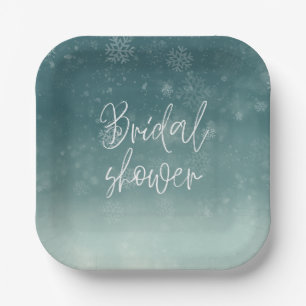Watercolor-Schneeflocken Winter Hochzeitsdusche Pappteller