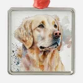 WATERCOLOR SCHÖN GOLDEN RETRIEVER HUND ORNAMENT AUS METALL
