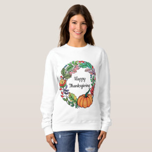 Watercolor-schöner KürbisWreath mit Blätter Sweatshirt