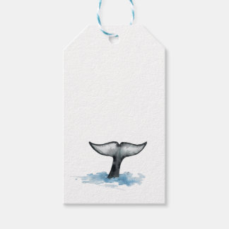 Watercolor-Schwanzteller-Orca-Aufkleber Geschenkanhänger
