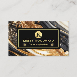 Watercolor Schwarz- und Gold-Glitter-Alkohol-Tinte Visitenkarte