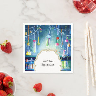 Watercolor Science Magic Scientist zum Geburtstag Serviette