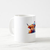 Watercolor Scottish Highland Cow Birthday Essentia Kaffeetasse (Vorderseite Links)