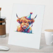 Watercolor Scottish Highland Cow Birthday Essentia Sockelschild (In Situ)