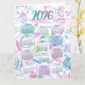 Watercolor scribbs Kalender Karte (Gelbe Blume)