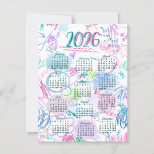 Watercolor scribbs Kalender Postkarte
