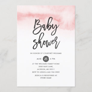 Watercolor Script Baby Shower Einladung in Pink