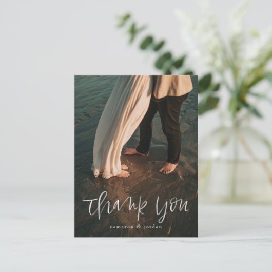 Watercolor Script danke Portrait Postkarten (Stehend Vorderseite)