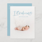 Watercolor-Script-Foto-Geburtsankündigung Ankündigungspostkarte (Vorne/Hinten)