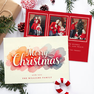 Watercolor Script Frohe Weihnachtsfotokarte Feiertagskarte