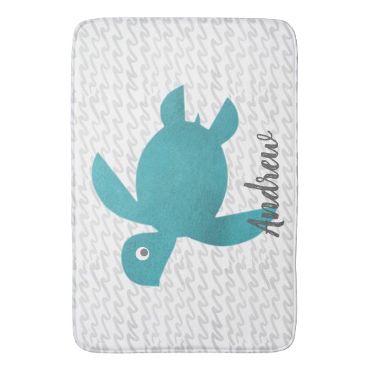 Watercolor Sea Turtle Badematte (Vorderseite Vertikal)