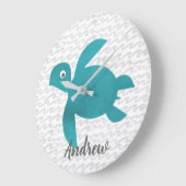 Watercolor Sea Turtle Große Wanduhr (Winkel)