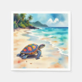 Watercolor Sea Turtle On a Beach Serviette (Vorderseite)