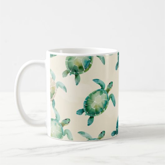 Watercolor Sea Turtle Pattern Kaffeetasse (Links)