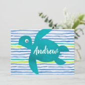 Watercolor Sea Turtle Shibori Einladung (Stehend Vorderseite)