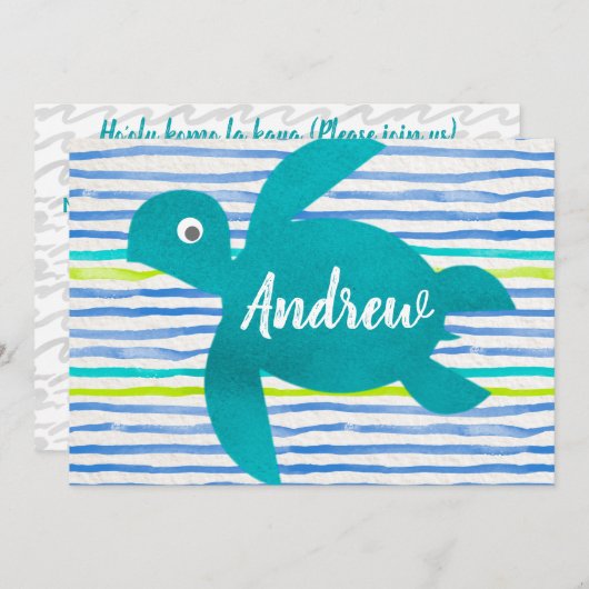 Watercolor Sea Turtle Shibori Einladung (Vorne/Hinten)