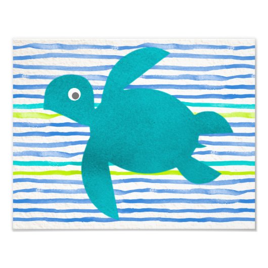 Watercolor Sea Turtle Shibori Fotodruck (Vorne)