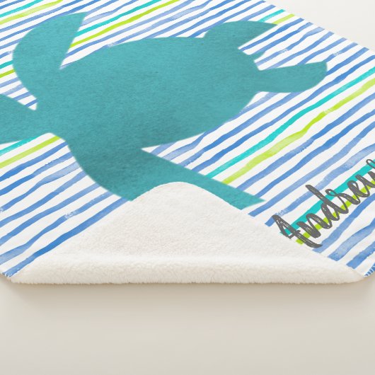 Watercolor Sea Turtle Shibori Sherpadecke (3/4)