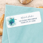 Watercolor Sea Turtle Tropical Ocean Address