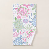 Watercolor Sea Turtles Coastal Preppy Monogram  Handtuch (Handtuch)