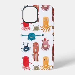 Watercolor seamless pattern of funny monsters and iPhone 12 hülle