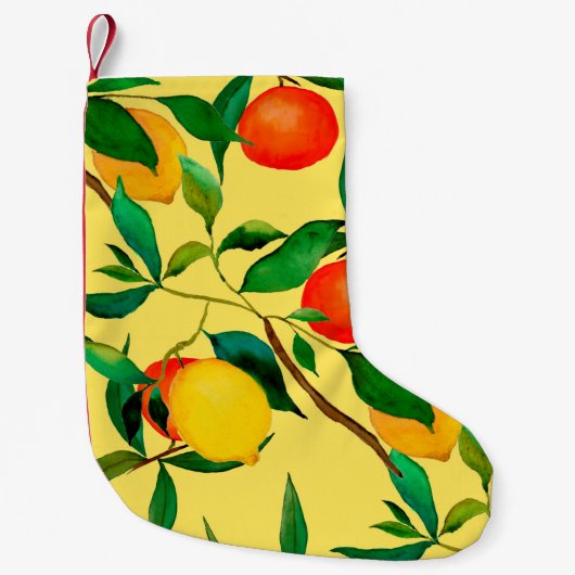 Watercolor seamless pattern with citrus fruits.  kleiner weihnachtsstrumpf (Vorderseite)