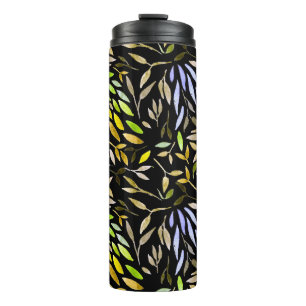 Watercolor seamless pattern with colorful leaves.  thermosbecher