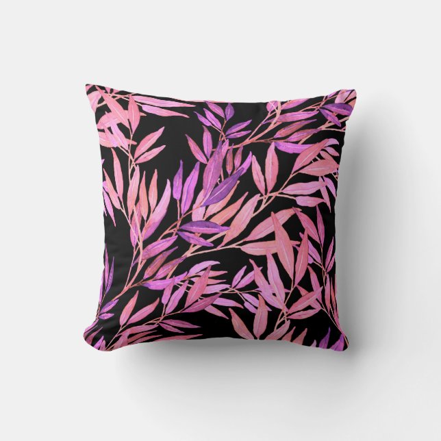 Watercolor seamless pattern with leaves. Bright su Kissen (Vorderseite)
