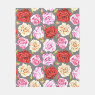 Watercolor seamless pattern with roses. Seamless w Fleecedecke