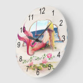 Watercolor Seascape Mermaid Ocean Große Wanduhr (Winkel)