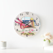 Watercolor Seascape Mermaid Ocean Große Wanduhr (Zuhause)