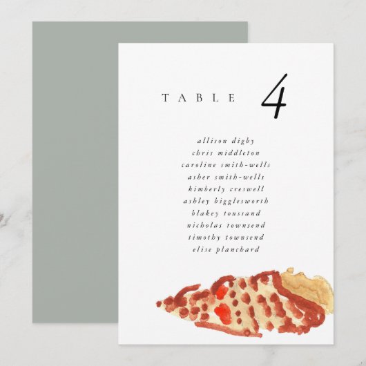 Watercolor Seashell Beach 5x7" Wedding Seat Chart (Vorne/Hinten)