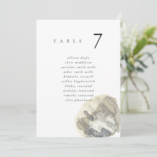 Watercolor Seashell Beach 5x7" Wedding Seat Chart (Stehend Vorderseite)