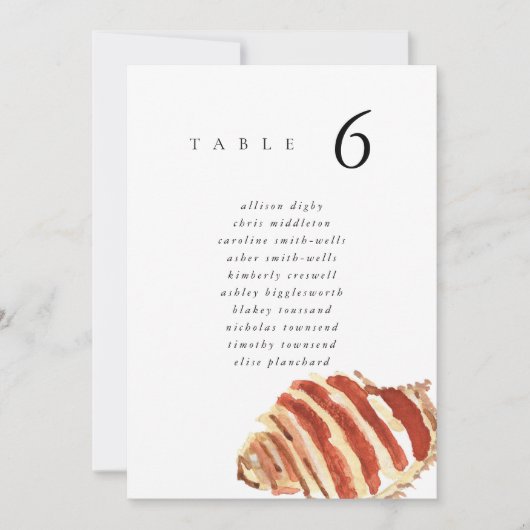 Watercolor Seashell Beach 5x7" Wedding Seat Chart (Vorderseite)