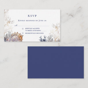 Watercolor Seashell Corals Summer Wedding RSVP Begleitkarte