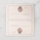Watercolor Seashell Wedding Tischnummer Platzkarte (Außenseite Aufgefaltet)