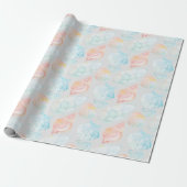 Watercolor Seashell Wrapping Paper Geschenkpapier (Ungerollt)