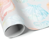 Watercolor Seashell Wrapping Paper Geschenkpapier (Rolleneckpunkt)